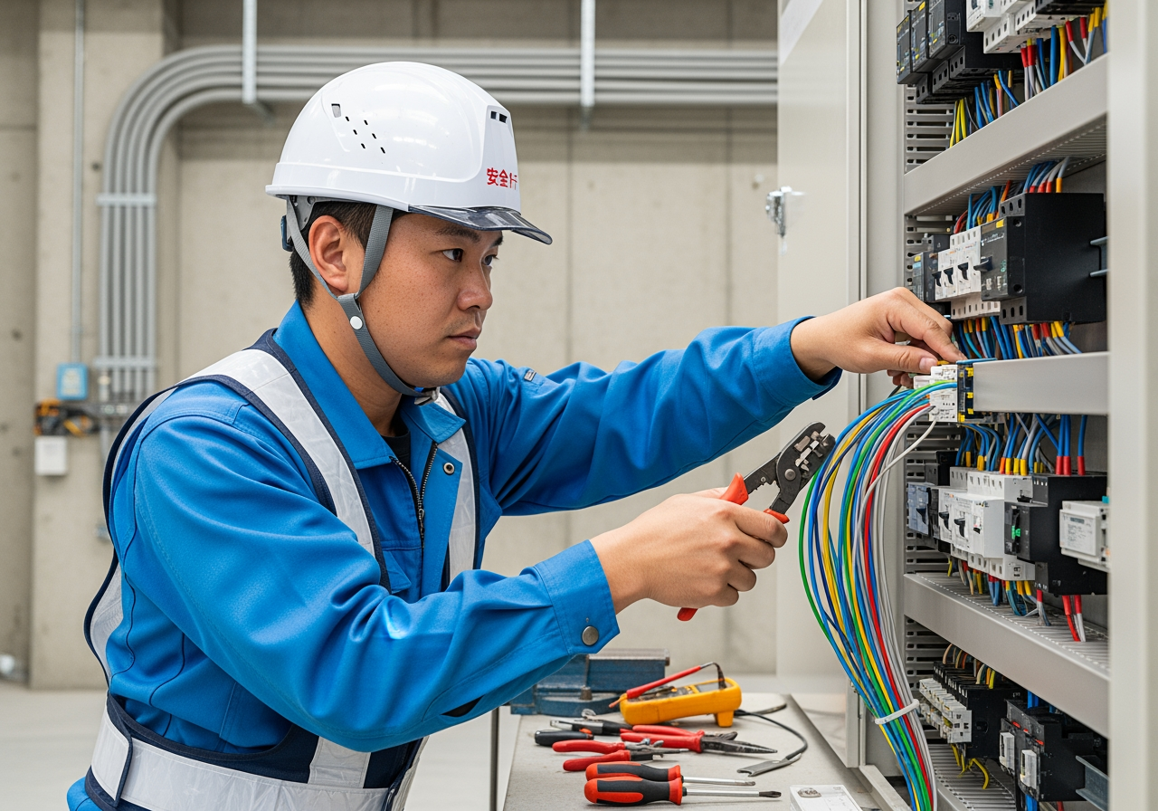Young electrician smiling
