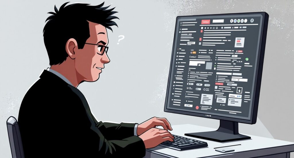 お問い合わせボタンが見つからない様子